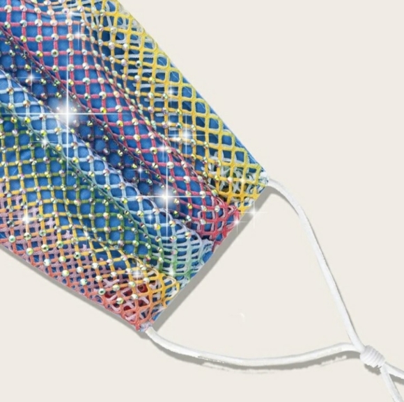 🥶Multi color sequin rhinestone facemask🥶 - Picture 3 of 4